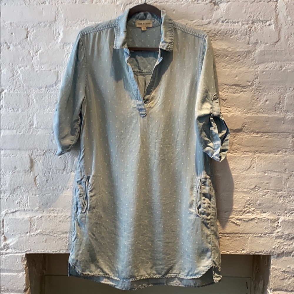Cloth & Stone chambray polka dot tunic sz M